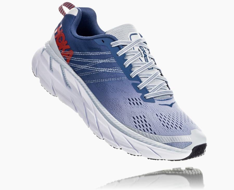 Hoka One One Bezecke Topanky Damske Modre/Biele - Clifton 6 - 93456-CEVP